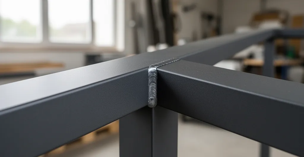 Détail de structure aluminium thermolaqué montrant la qualité des soudures